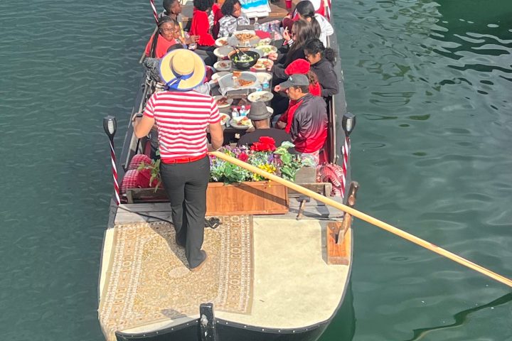 a small boat in a body of water